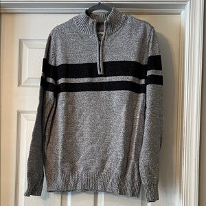 Urban Pipeline Gray Quarter Zip Sweater with Black Stripes